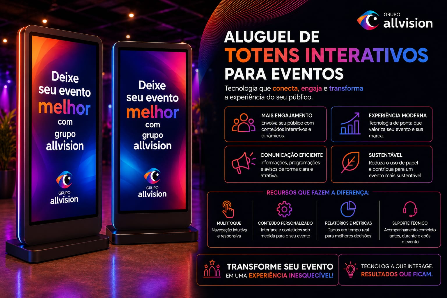 Aluguel de Totem Interativo, Projetores e Painéis de LED para a Bett Brasil 2026